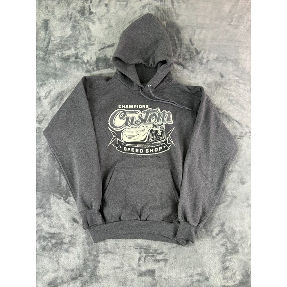 Disneyland Lightning McQueen Hoodie Hanes Men's Small Gray Champions Custom - Picture 1 of 7